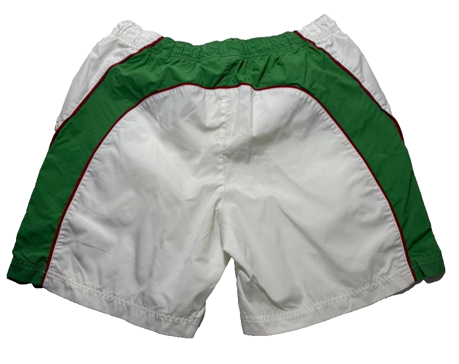 Nike Athletic Shorts In White With A Red Stripe And Green Paneling - Size L