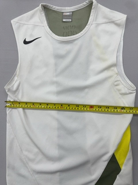 Nike Dri-FIT White Yellow S Sleeveless Tank Top Workout Crewneck