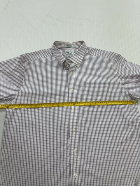 L.L.Bean Men's Gray Gingham Check Cotton Oxford Dress Shirt 161⁄2-35