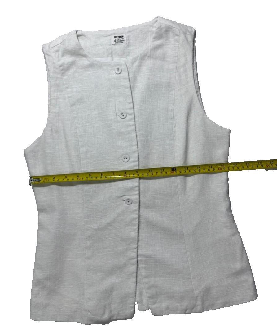 Cotton On Sienna Linen Cotton Vest In Off White - Size Us 6