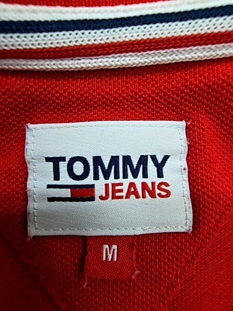 Tommy Jeans Red Polo Shirt Men's M Short Sleeve Cotton Button