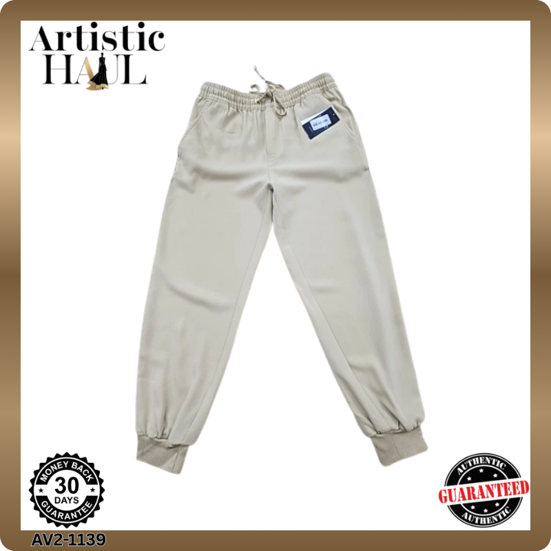 Lauren Ralph Lauren Beige High Rise Tapered Jogger Pants 2P Drawstring