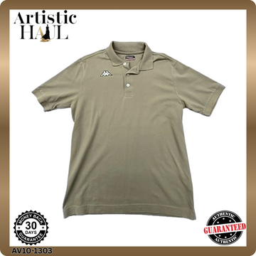 Kappa Khaki Men's Medium Polo Short Sleeve Button Collar Pique