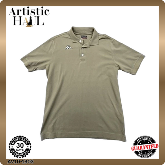 Kappa Khaki Men's Medium Polo Short Sleeve Button Collar Pique