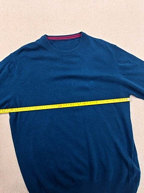 Harmont & Blaine Men's Navy L Crew Neck Sweater Contrast Cuffs Logo