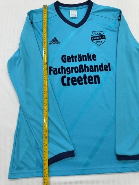 Adidas Men's Cyan Striped Soccer Jersey Size L Vintage