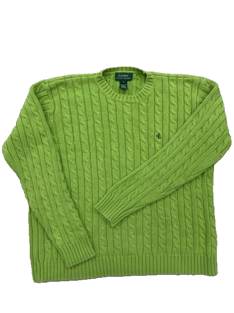 Ralph Lauren Unisex Green Sweater – Size L, Long Sleeve, Crew Neck