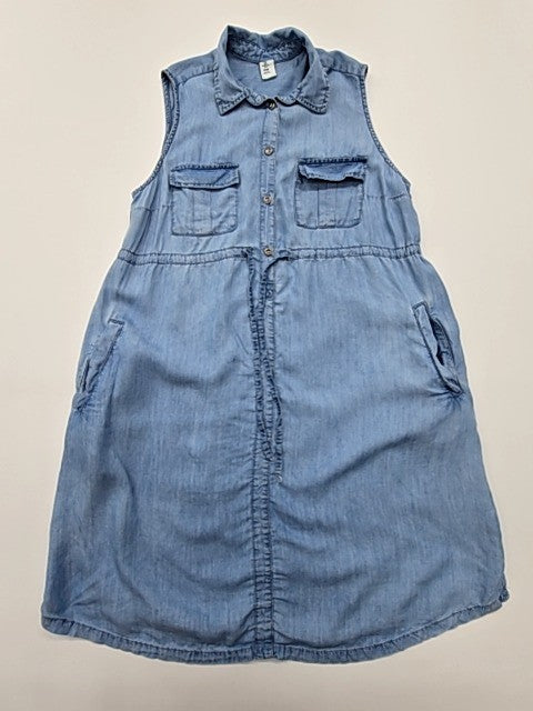 Mama Women's Light Blue Sleeveless Denim Shirt Midi Dress Size M