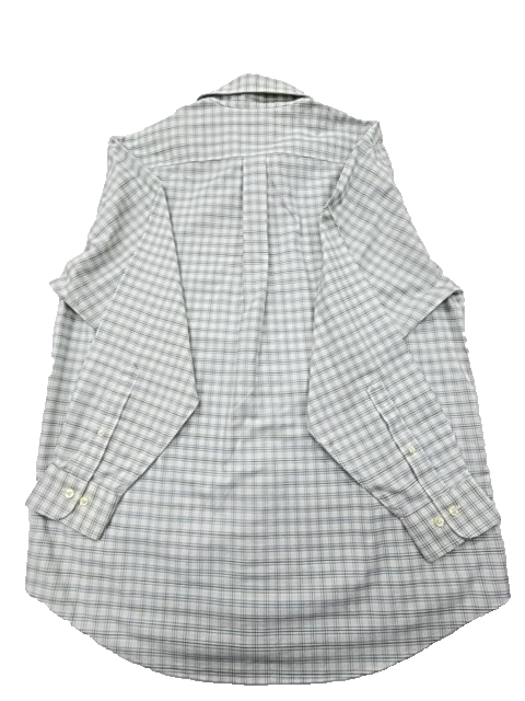 Brooks Brothers Gingham Polo Shirt Long Sleeve Light Gray Size L