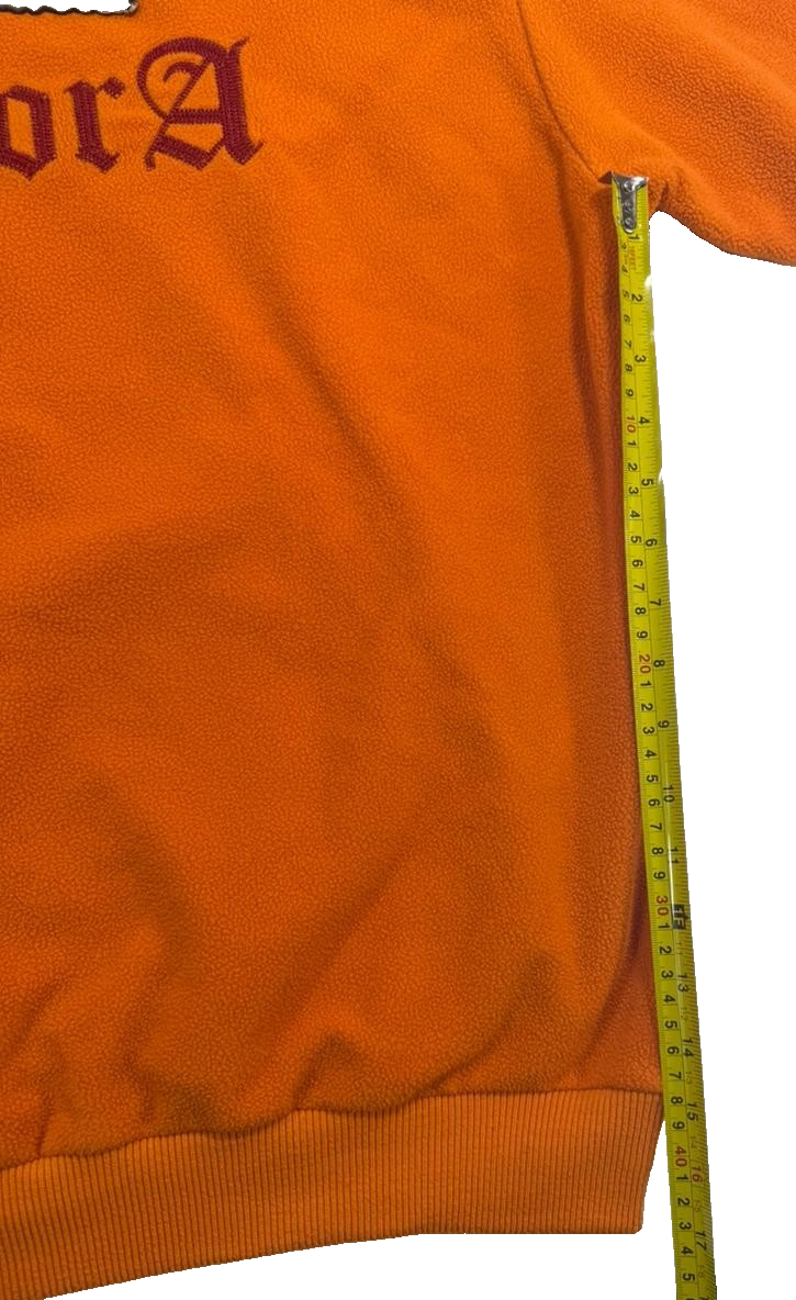 Explora Men's Orange Fleece Hoodie Quarter Zip Pullover Embroidered Patch XL