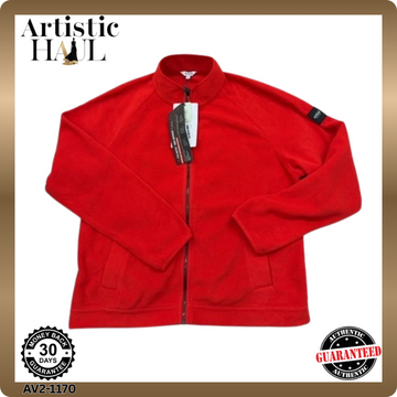 Aigle Red Fleece Zip Up Jacket High Collar Long Sleeve Unisex