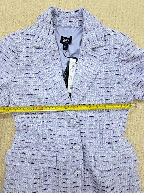 Only Women's Purple Tweed Blazer Button Up Long Sleeve Size M