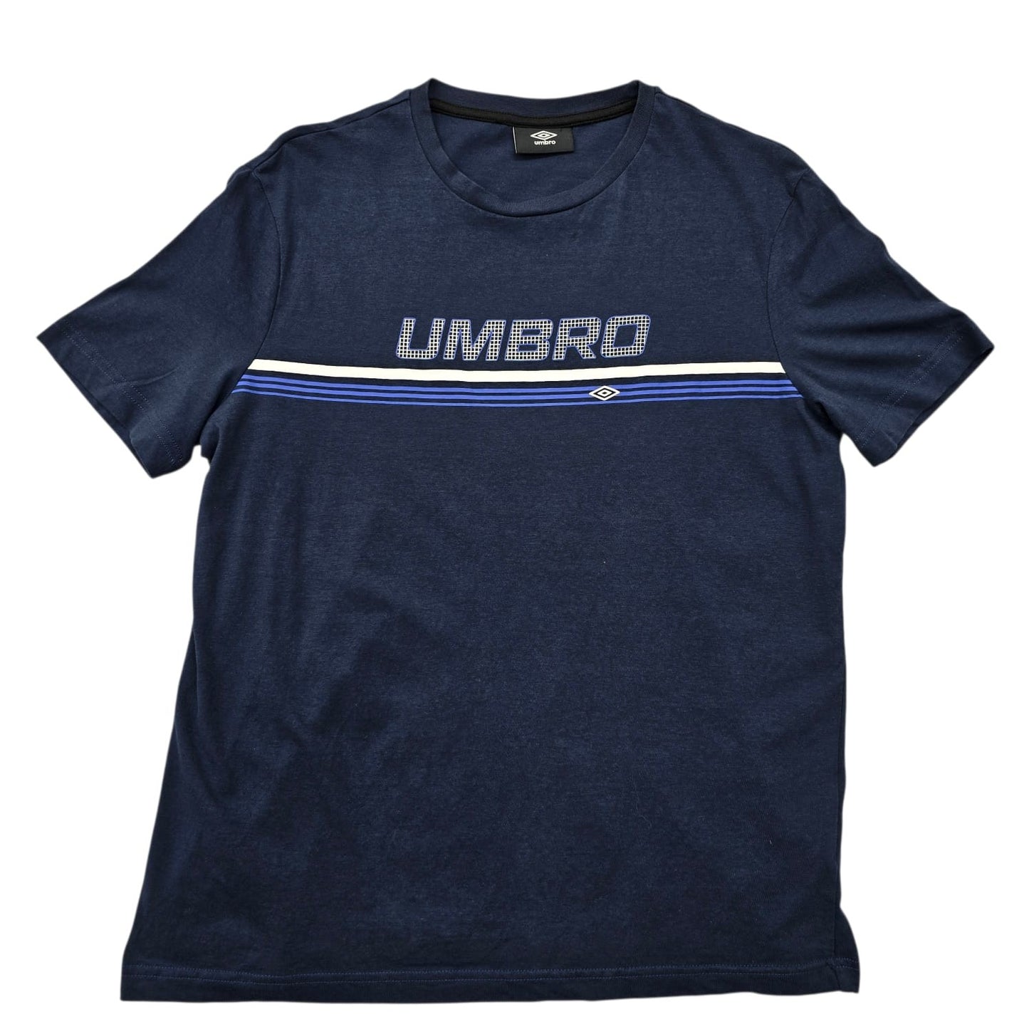 Umbro Men's Navy Blue Embroidered Logo T-Shirt Size M Vintage