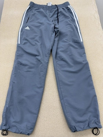 Adidas Men's Grey Track Joggers XL 3-Stripes Tricot Open Hem