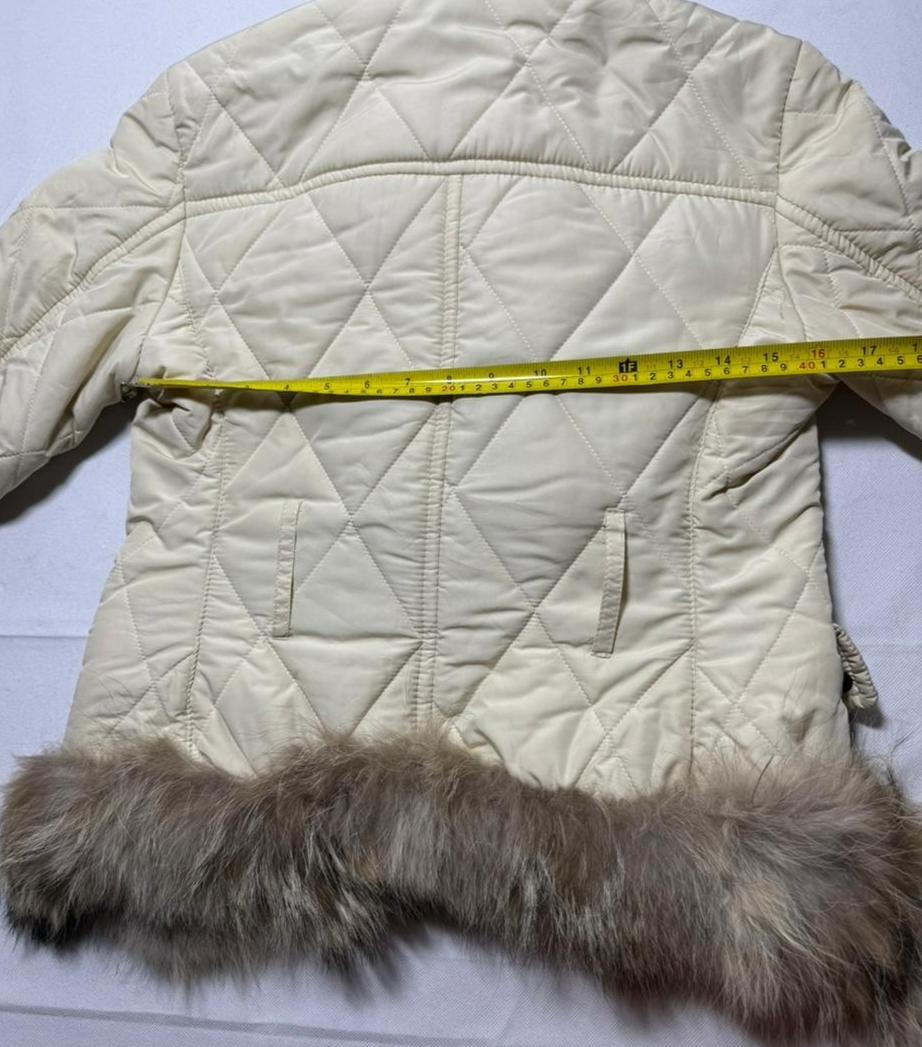 Vero Moda Women's Cream Quilted Jacket With Faux Fur Trim & Collar Size 44