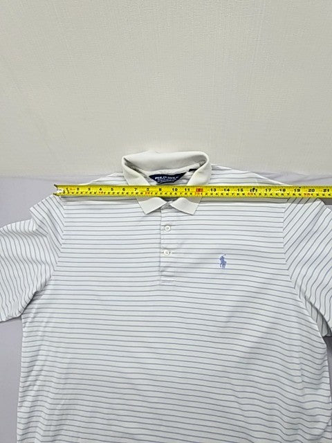 Polo Ralph Lauren Men's White Blue Stripe Golf Polo Shirt Size L
