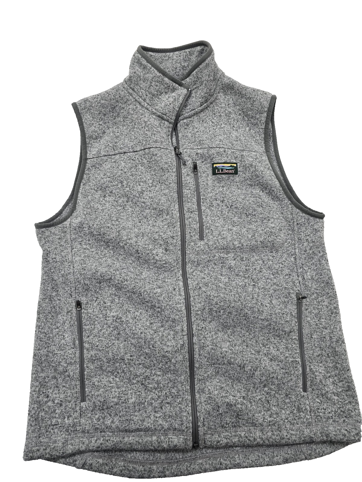 L.L.Bean Men's Gray Fleece Vest M Slightly Fitted Zipper