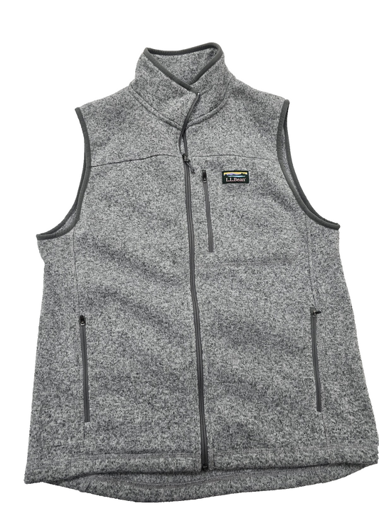 L.L.Bean Men's Gray Fleece Vest M Slightly Fitted Zipper