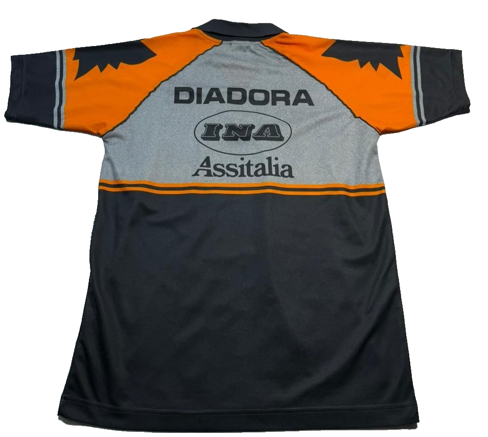 Diadora As Roma 1990S Grey Orange Training Shirt Ina Assitalia Logo L