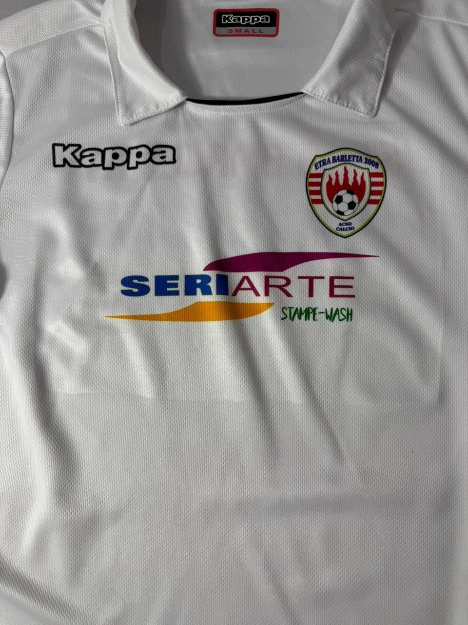 Kappa Men's Small Football Jersey White Etra Barletta 2008 Soccer Shirt