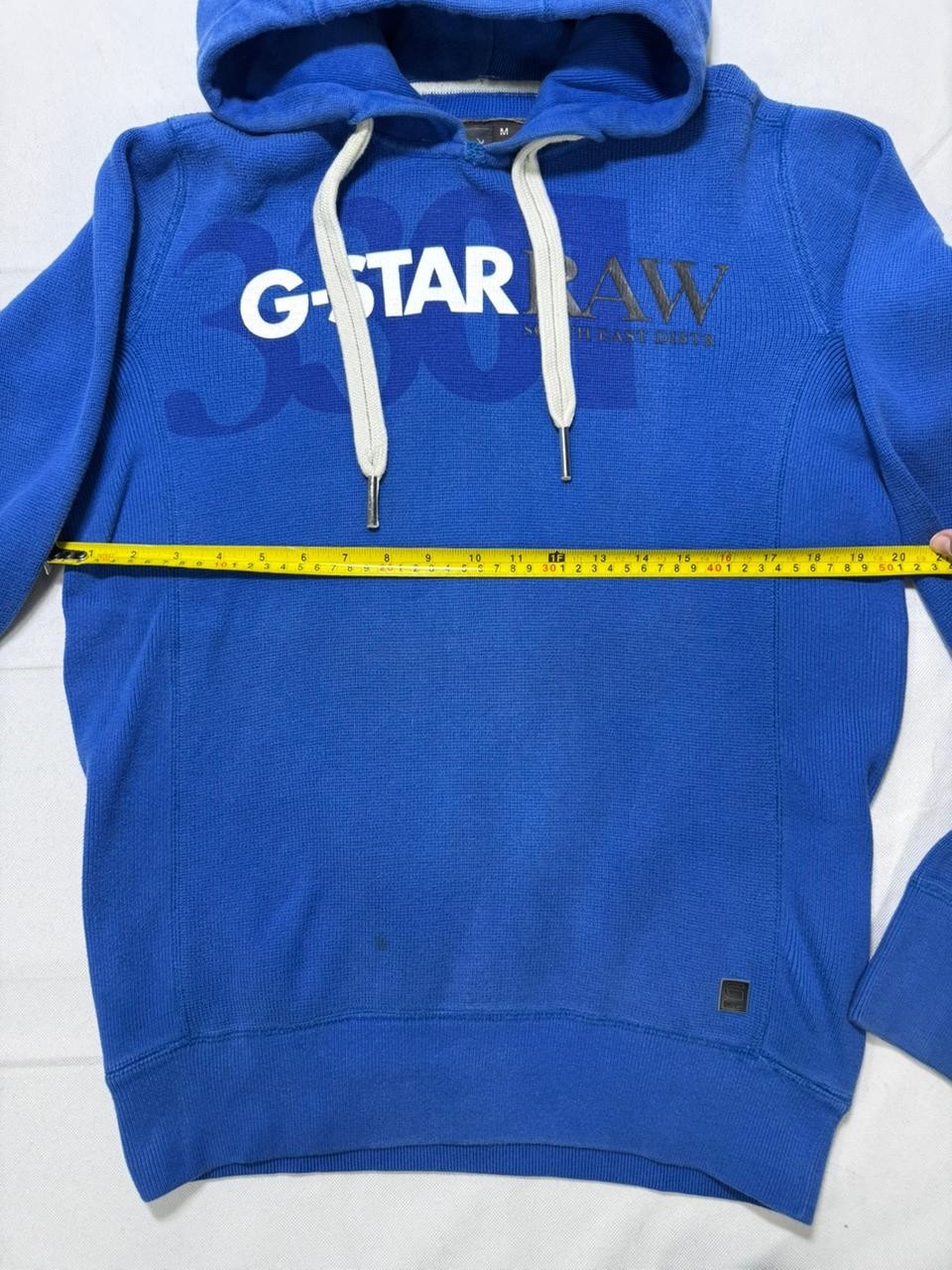 G-Star Raw Unisex Hudson Blue Foxy Logo Bhashor Fleece Lined Pullover Hoodie - M
