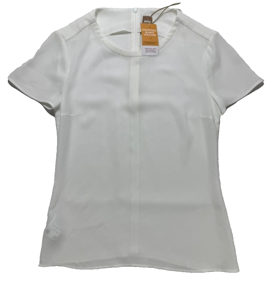 Hugo Boss Women's Blouse White | Short Sleeves Top | Made In Poland | Size:2