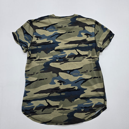 Hollister Boys Camo Logo Green/Blue/Black 3T Cotton Tee Shirt