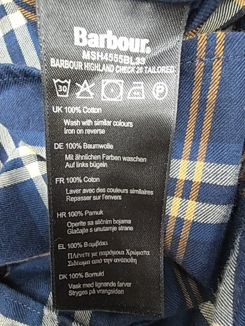 Barbour Men Blue Plaid Button-Down Shirt XL Classic Logo Patch BNWOT?