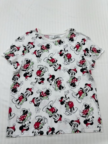 Disney Girls White Mickey Minnie Graphic T-Shirt Size 10/12