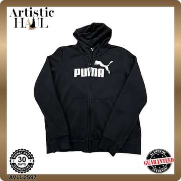 PUMA Men's Black Zip-Up Hoodie XL Regular Fleece 682586