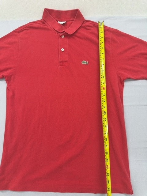 Lacoste Red Cotton Polo Shirt Short Sleeve Men's Size 7 Croc Logo