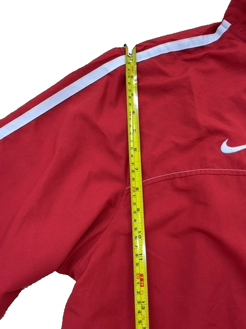 Nike Men's XL Red Track Jacket White Stripe Zipper Thailand