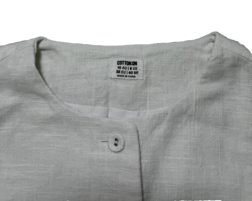 Cotton On Sienna Linen Cotton Vest In Off White - Size Us 6