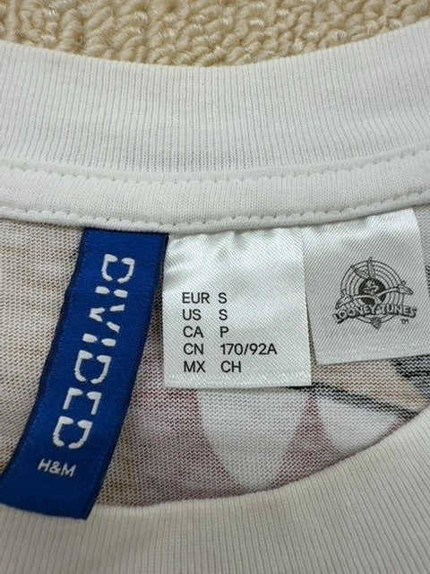 H&M Kids White Looney Tunes Bugs Bunny T-Shirt Size S Cotton