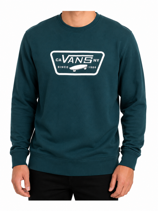 Vans Men Teal Logo Crewneck Sweatshirt Size L Fleece Pullover Regular