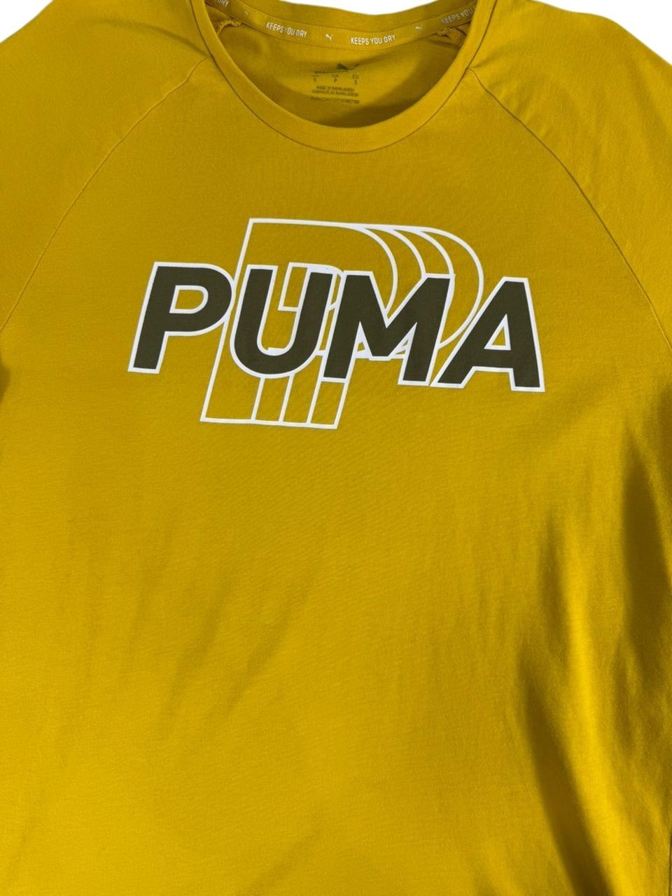 Puma Men's Yellow Logo T-Shirt Size S Short Sleeve Crew Neck
