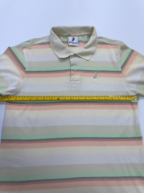 Polo Boys Cream Striped Polo Shirt Size 2T Button-Front Embroidered