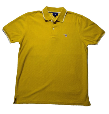 Gant Men Polo Shirt Short Sleeved Regular Fit - Yellow 100% Cotton -Size L