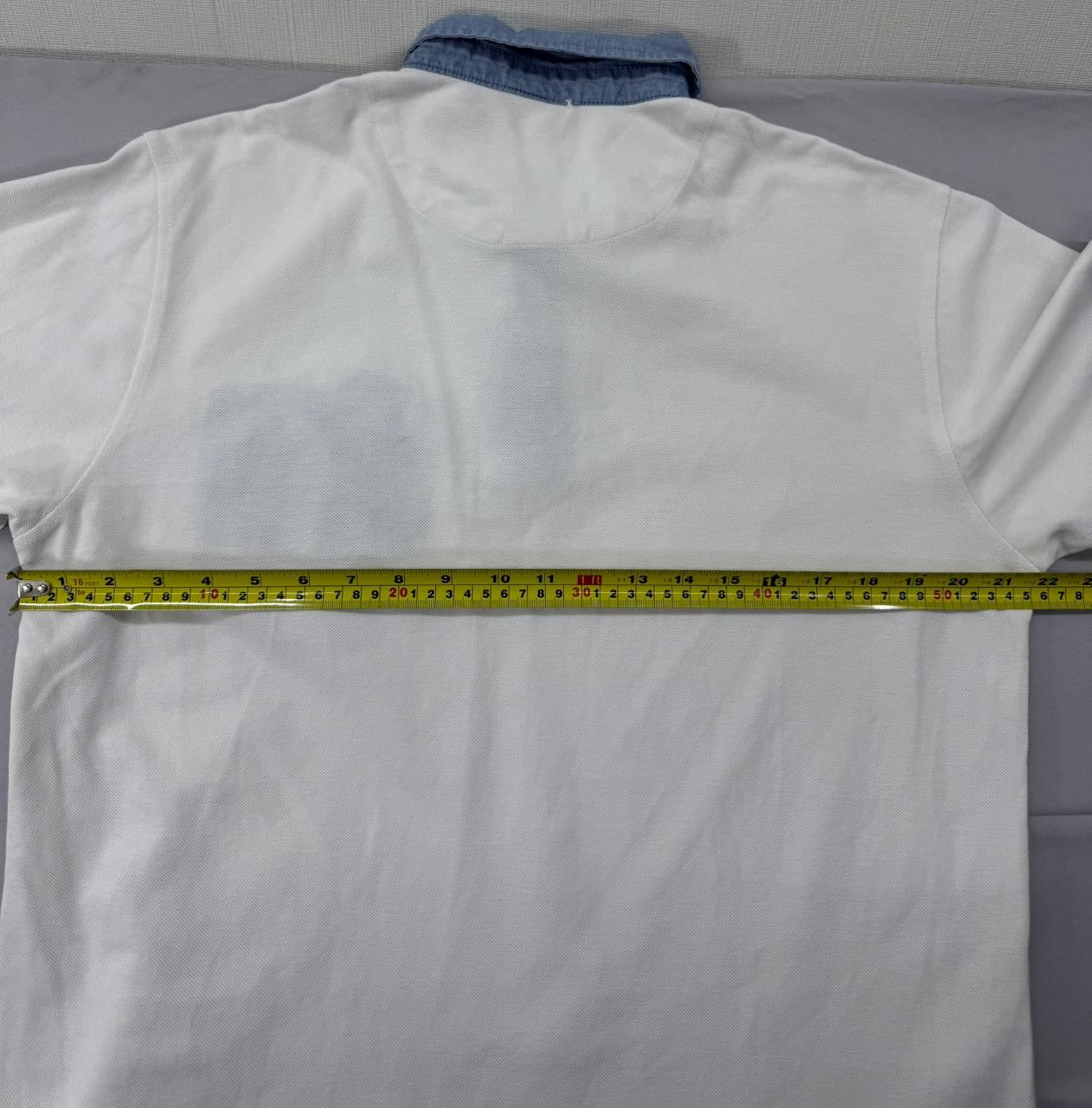 Champion XXL White Short Sleeve Polo Shirt Denim Collar Pocket Cotton