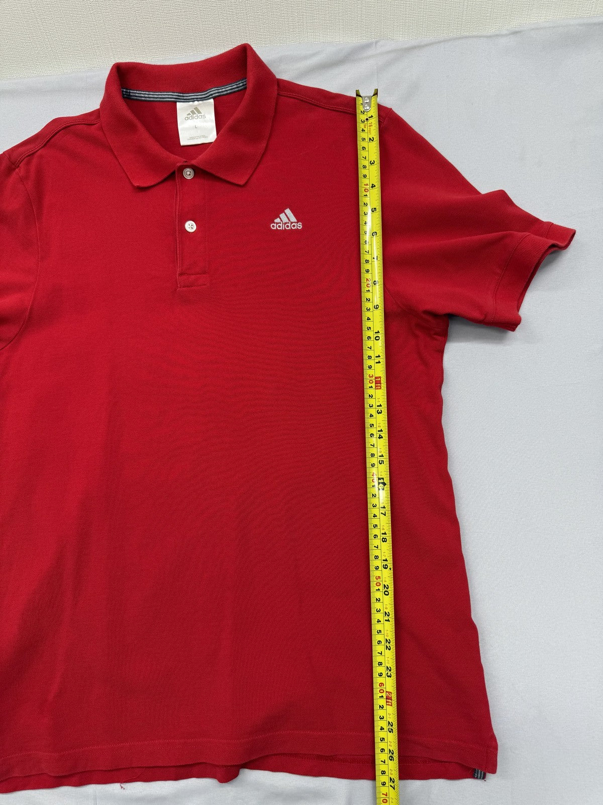 Adidas Red Polo Shirt Men's L 100% Cotton Short Sleeve Pique
