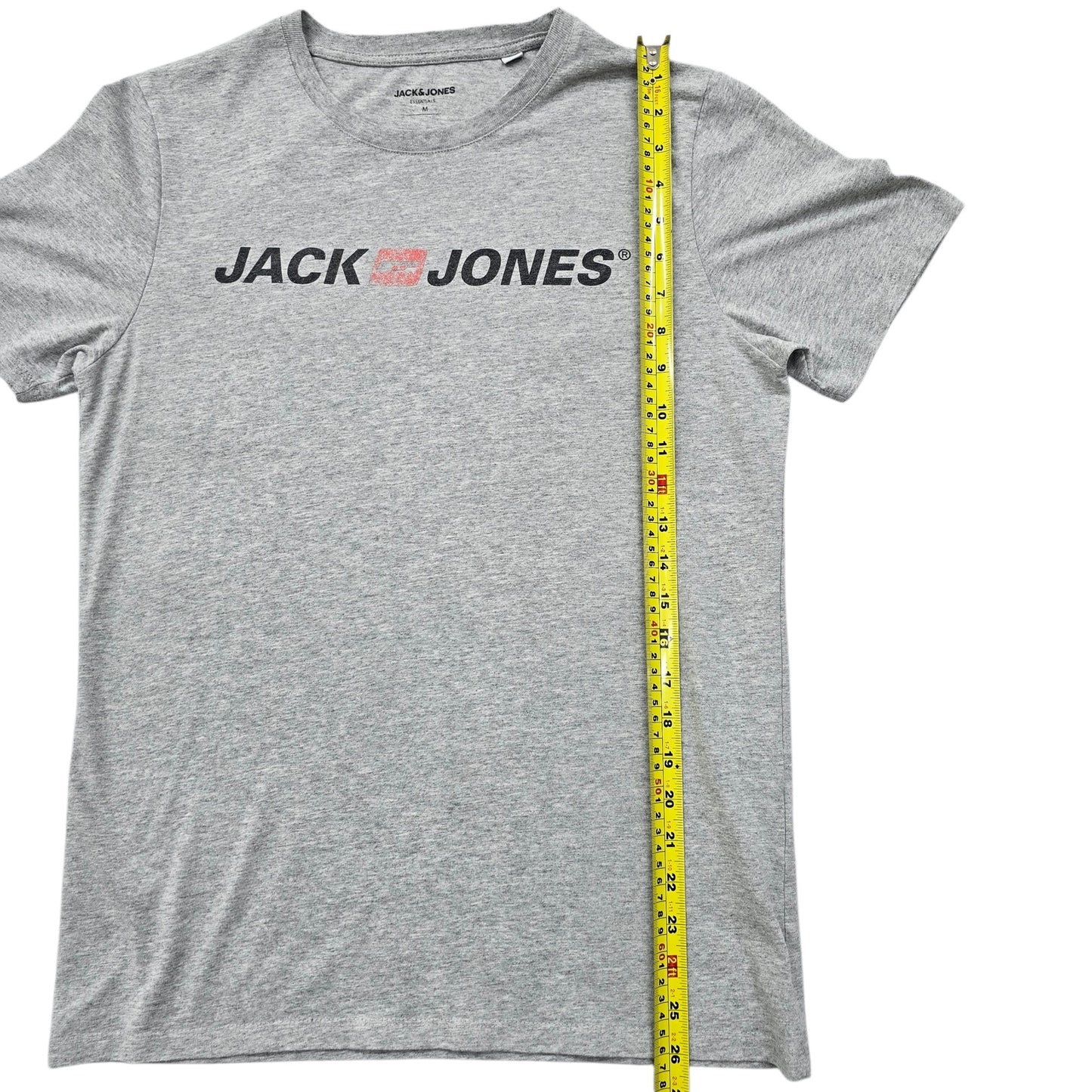 Jack & Jones Men's M Heather Gray Logo Graphic Cotton T-Shirt