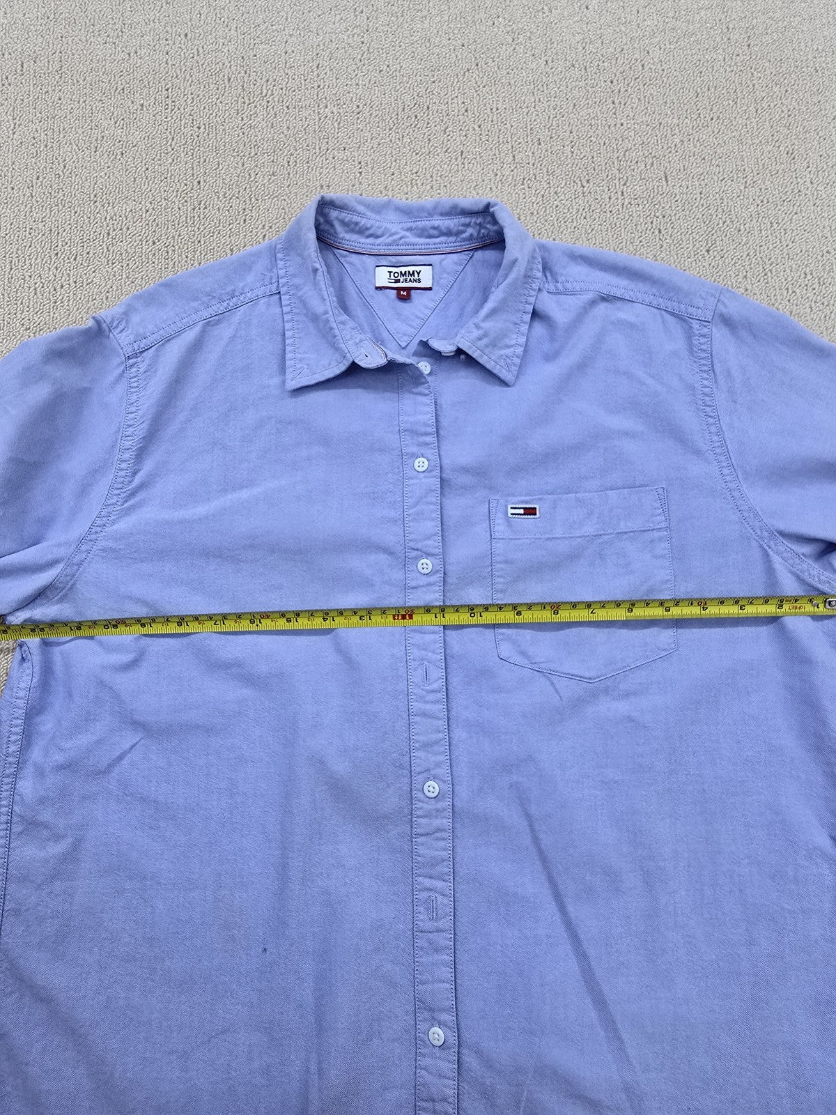 Tommy Jeans Light Blue Cotton Button-Down Shirt Men's M Long Sleeve