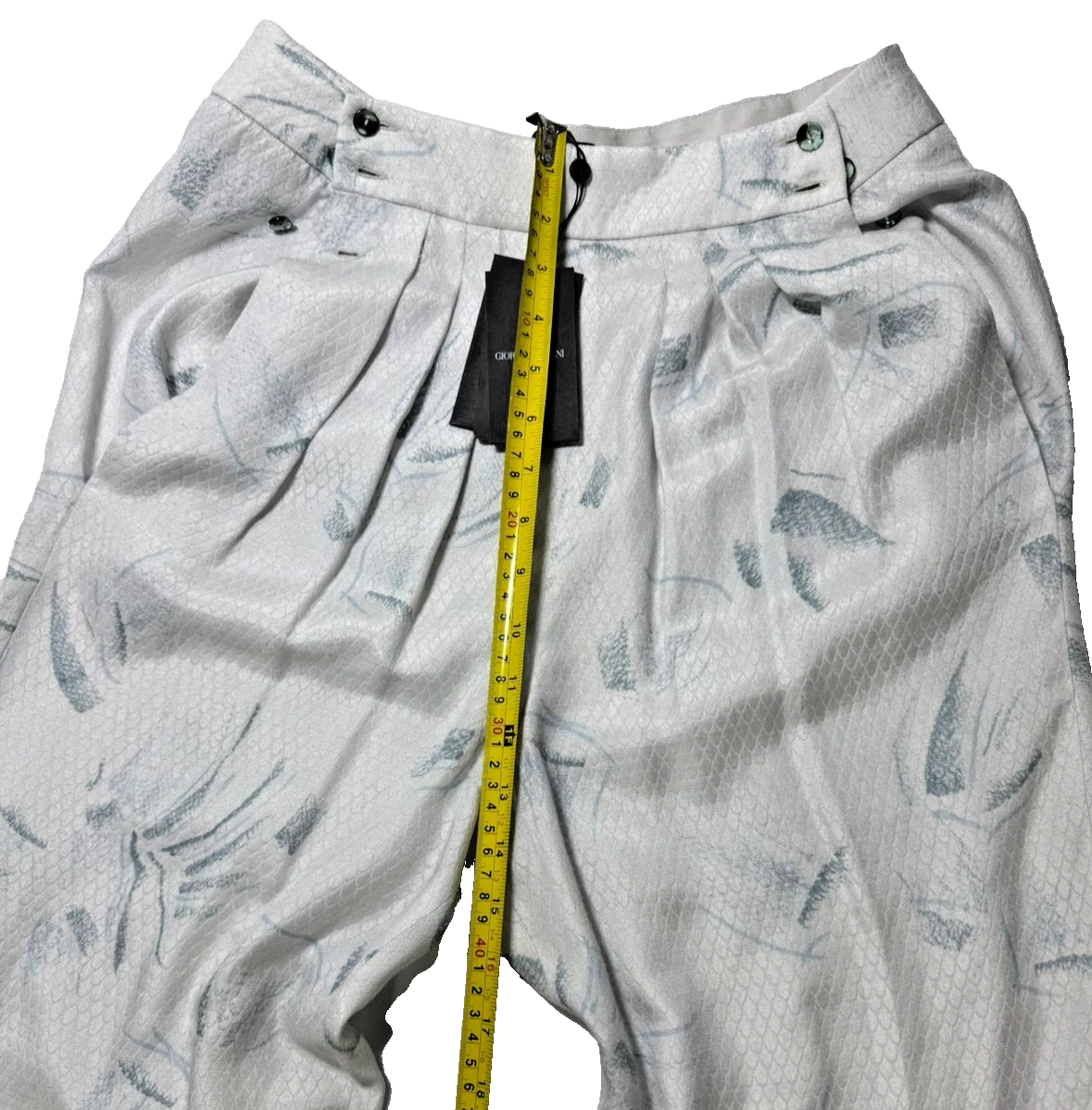 BNWT Giorgio Armani Printed Jacquard Tapered Pants In A Light, Cream-Hued Color