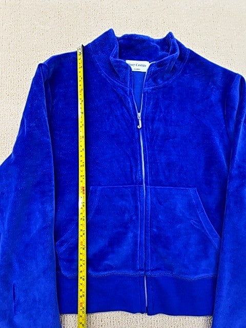 Juicy Couture Blue Velour Track Jacket Size L Signature Zipper