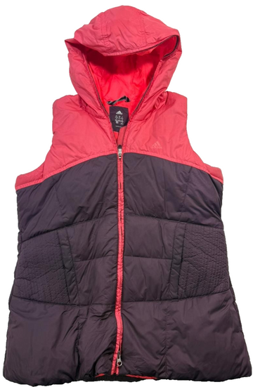 Adidas Women'S Pink Purple Puffer Vest Gilet Full Zip Hooded Size M