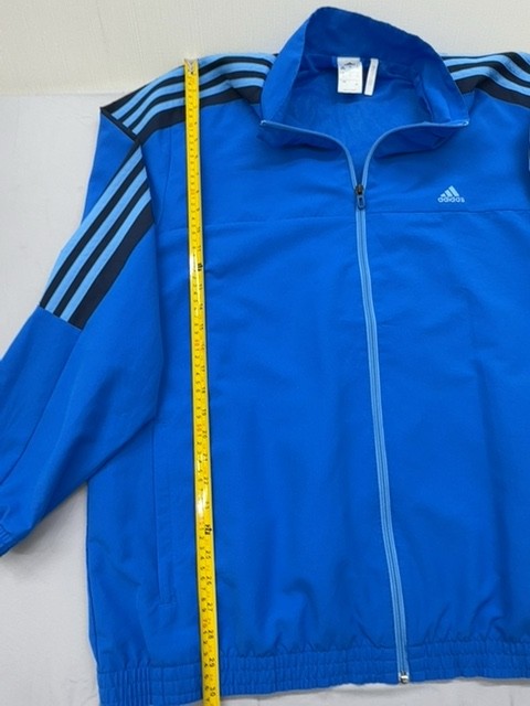 Adidas Men's Blue Track Jacket Size M Full Zip Striped