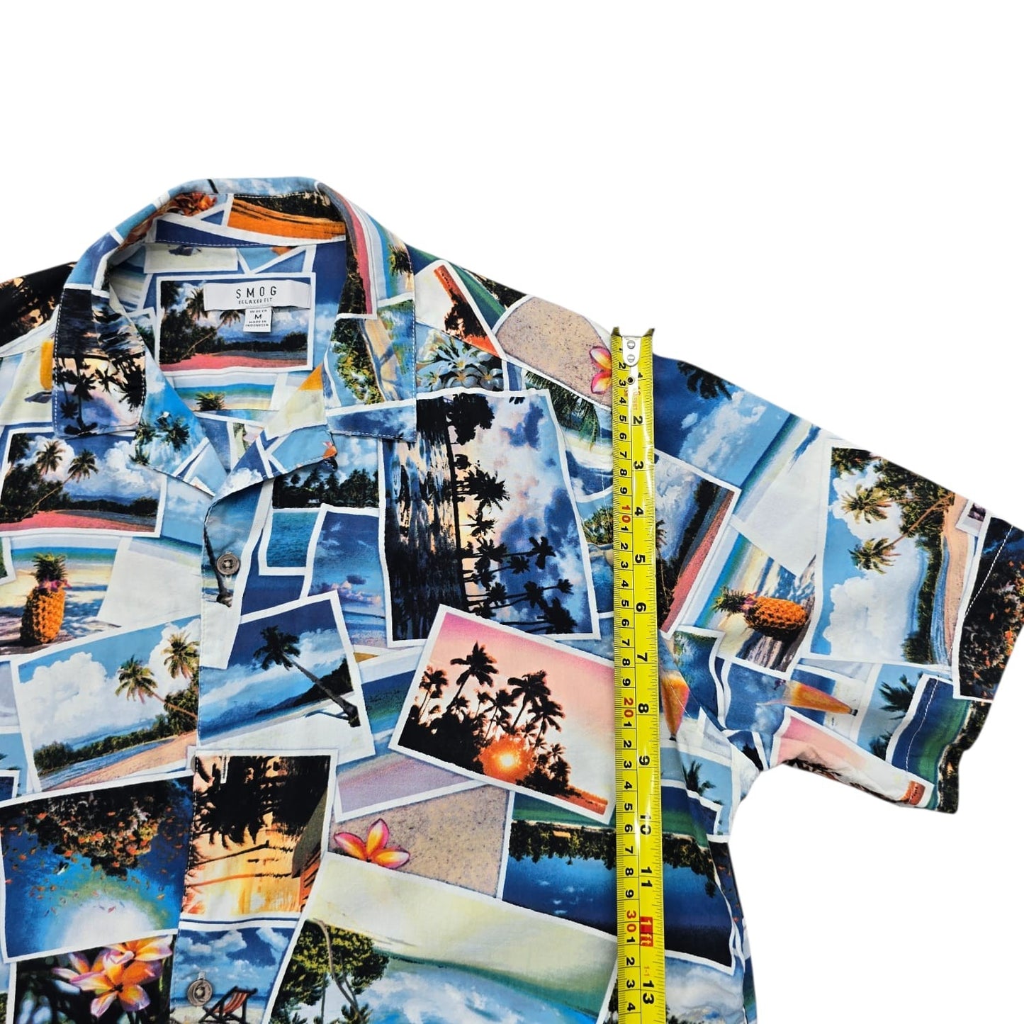 Smog Men's Multicolor Short Sleeve Camp Collar Shirt Size M