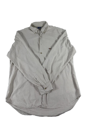 Dickies Men’s Button Up Shirt Large L Grey Check Long Sleeve Workwear