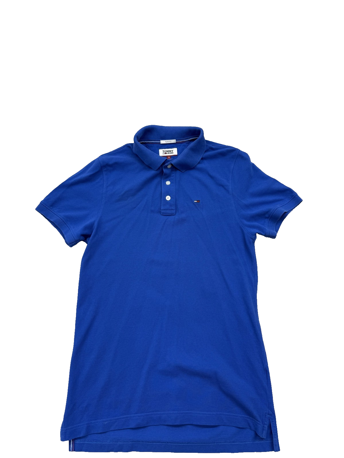 Tommy Jeans Men's Polo Shirt Small Royal Blue Cotton Slim Fit
