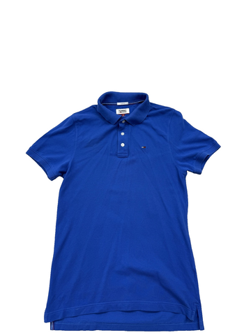 Tommy Jeans Men's Polo Shirt Small Royal Blue Cotton Slim Fit